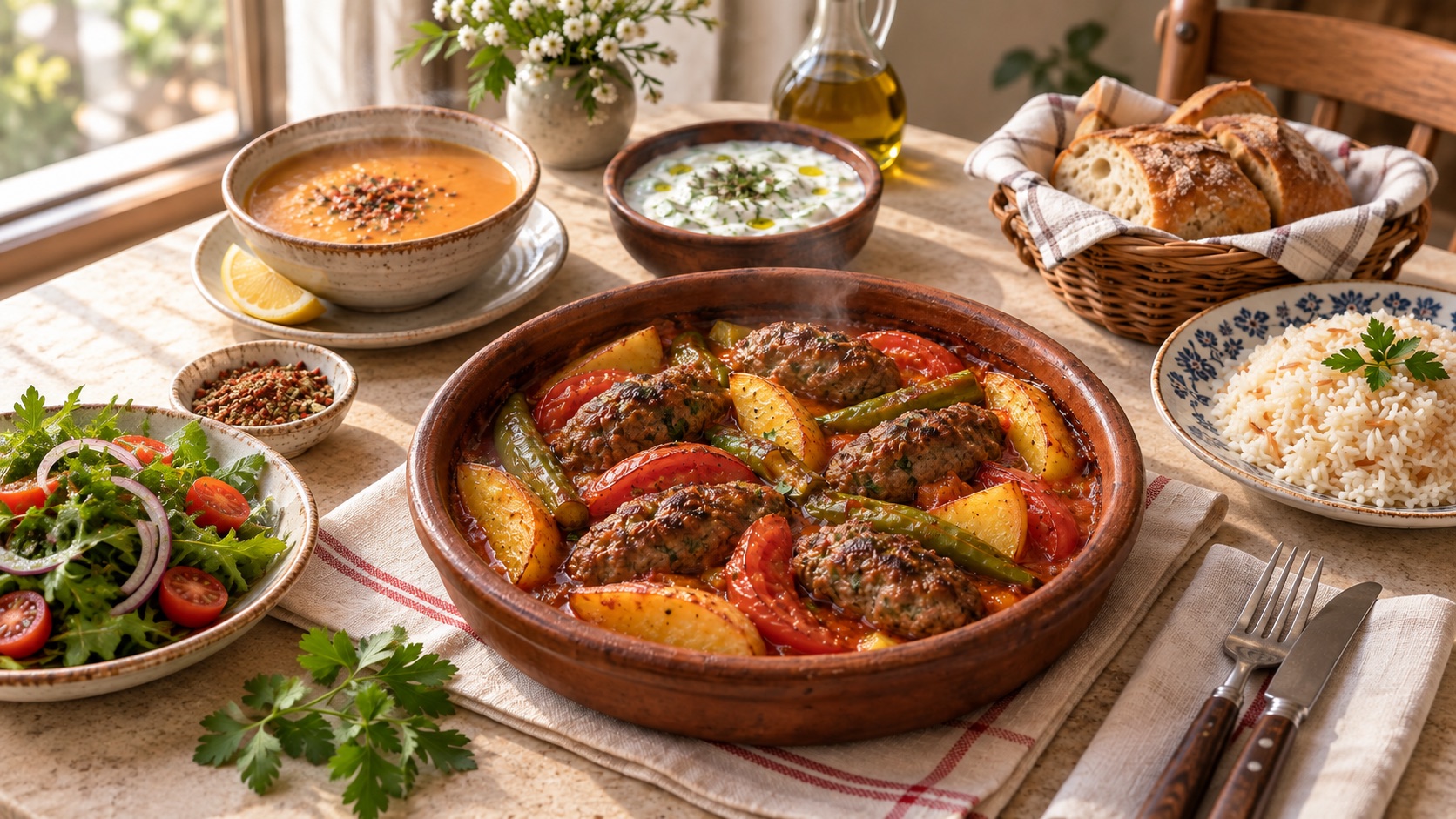 24 Eylül Perşembe İzmir Köfte, Pirinç Pilavı, Cacık ve Mercimek Çorbası Menüsü